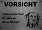 Preview: Edelstahl Warnschild Labrador VORSICHT Freilaufender Hund! Betreten auf eigene Gefahr!